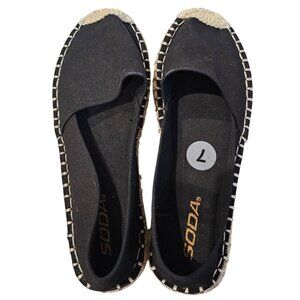 SODA Felix Slides Espadrilles Black Canvas Shoes NWOT Size 7 Man Made Materials